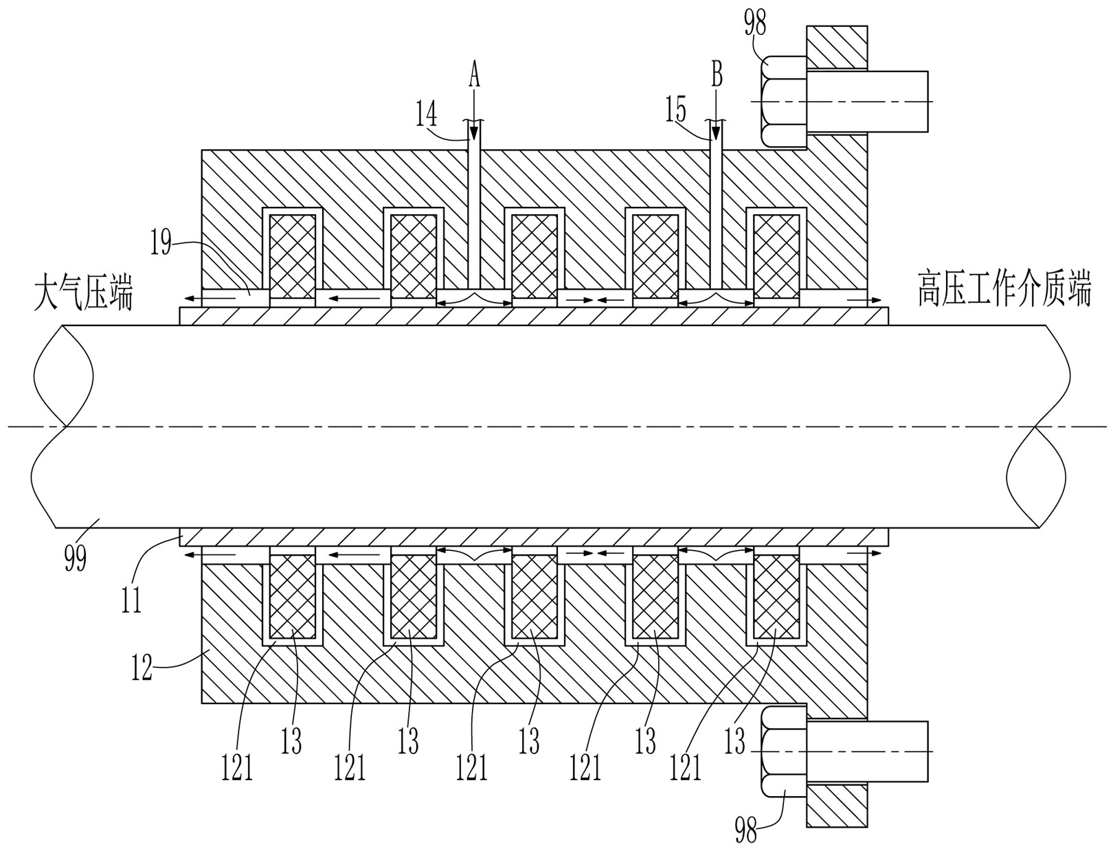 混合密封介质的碳环密封系统和方法
