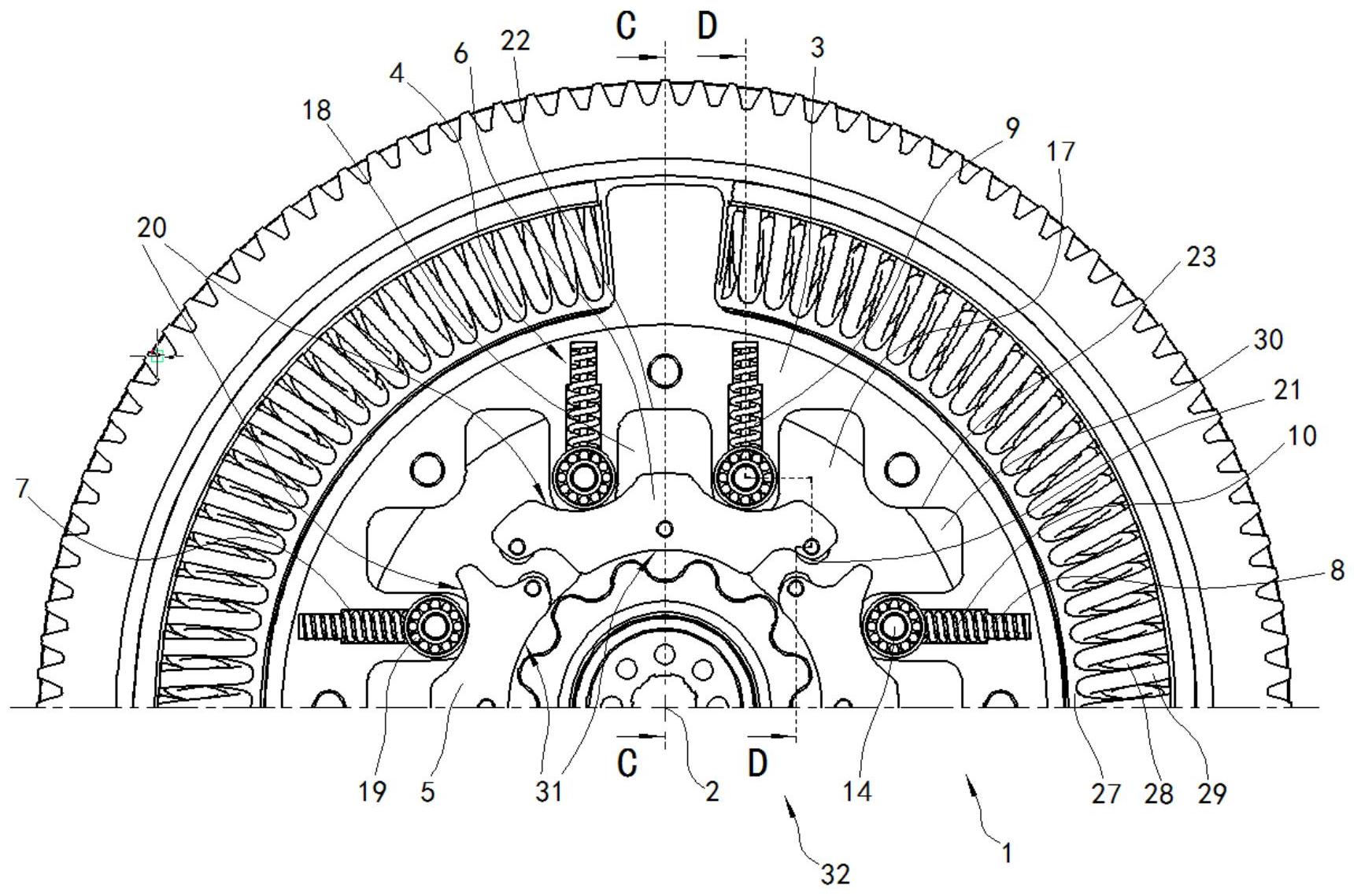cn108119605b_一种带滑动块式离心摆的双质量飞轮有效