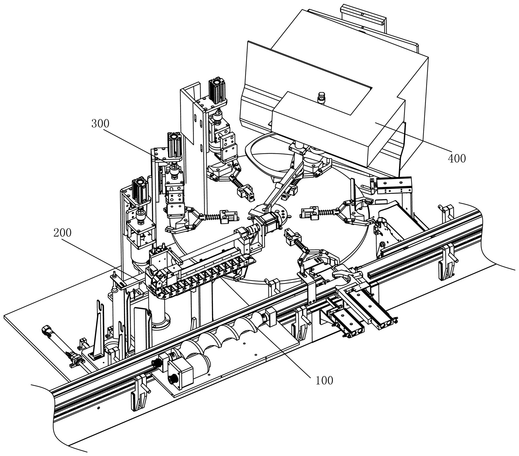 打结装置;瓶体运输装置包括有包括有输送带,转盘,上瓶机构以及下瓶