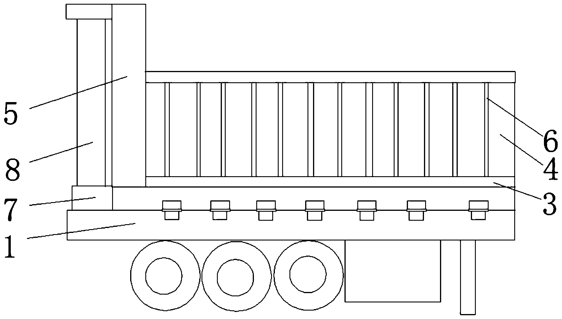 一种可防止物料残留的后翻式自卸半挂车