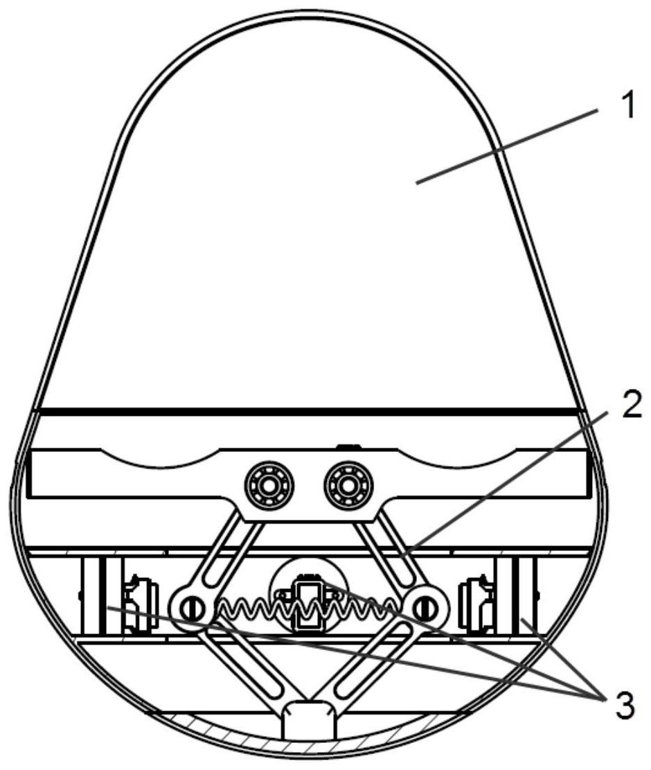 结构件(1)为不倒翁结构;弹跳机构组件(2)通过金属连接件(1021)安装在
