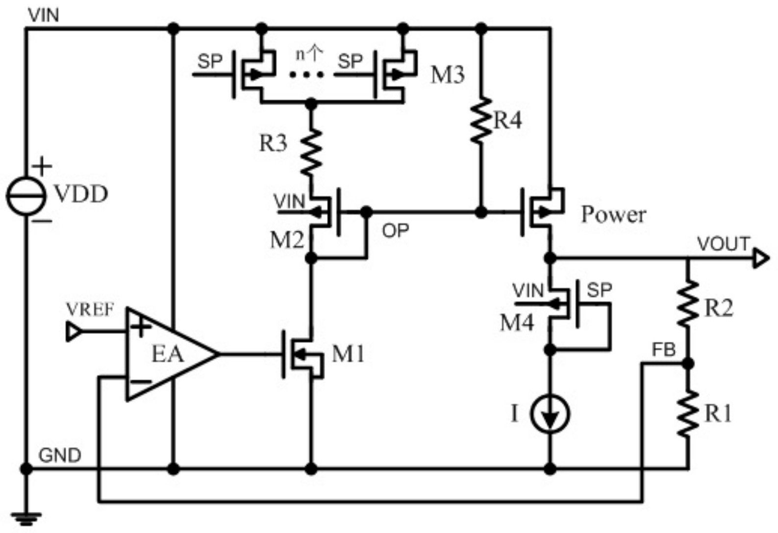 一种控制ldo压降状态静态功耗的电路