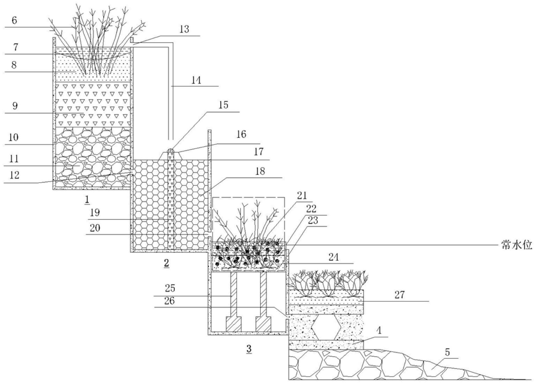 一种治理农村面源磷污染的复合型生态护岸结构