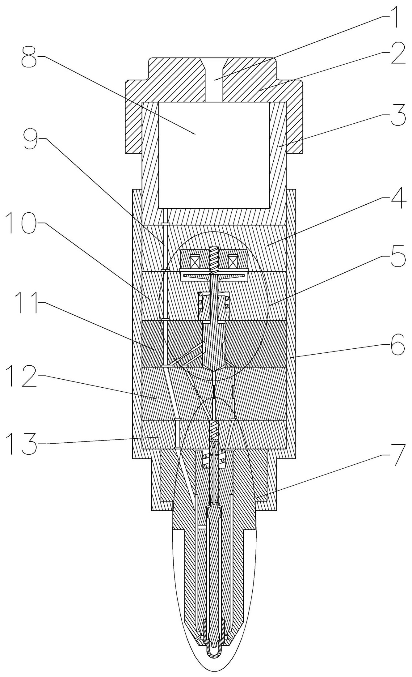 一种双针阀可变喷油速率的微量回油电控喷油器