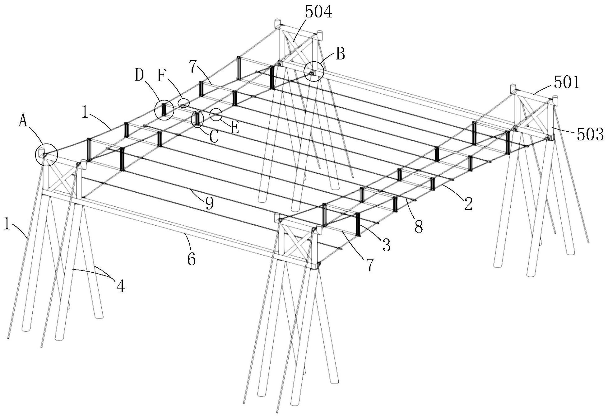 大跨双榀预应力cfrp悬带索桁结构