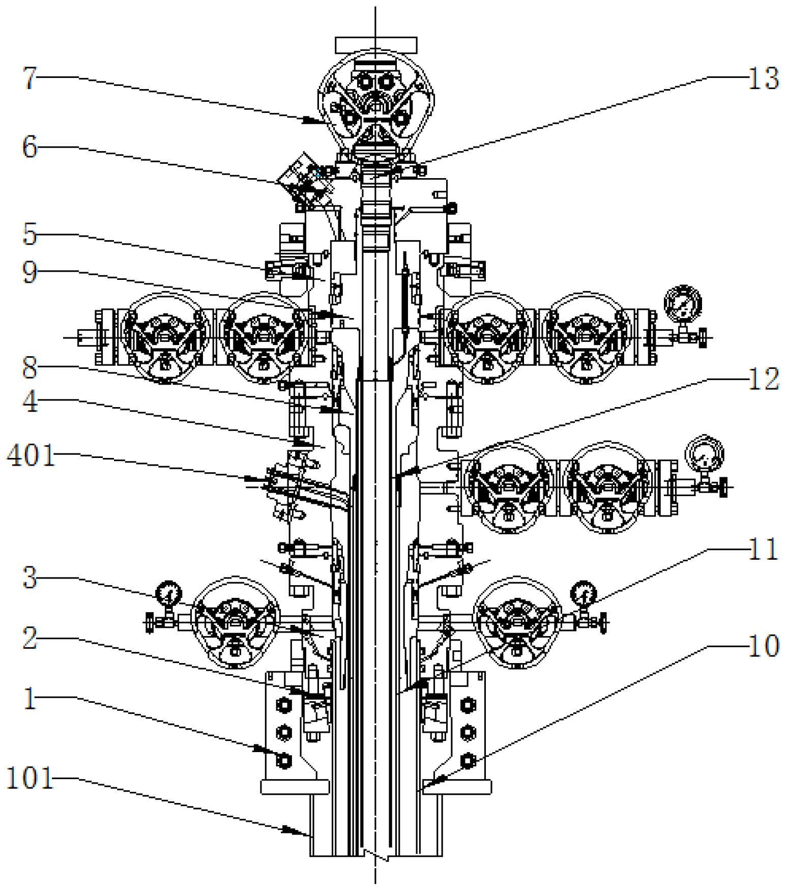 技术套管四通总成,油管四通总成,油管头异径接头总成和采油树总成由下