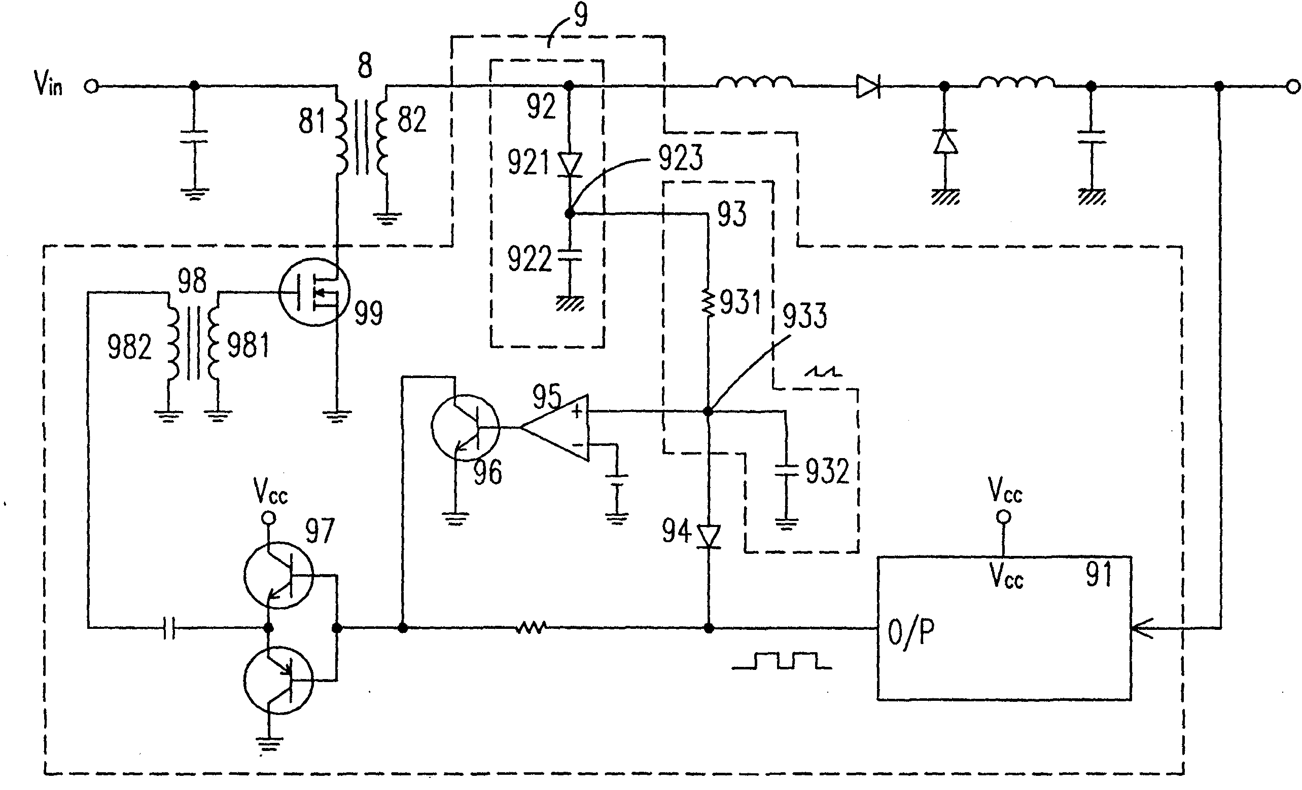 伏特秒箝制电路电源供应器