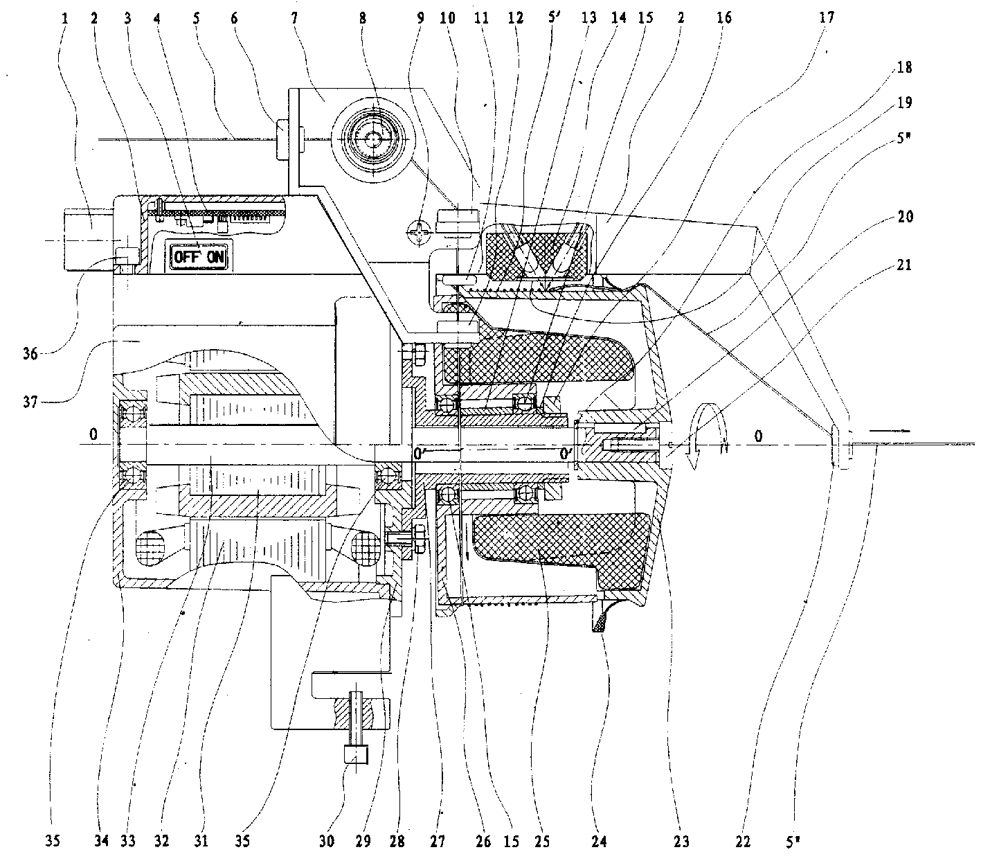 空心斜轴,上盖板,入纱张力器,断纱停织机开关,电机控制电路板及储纱量