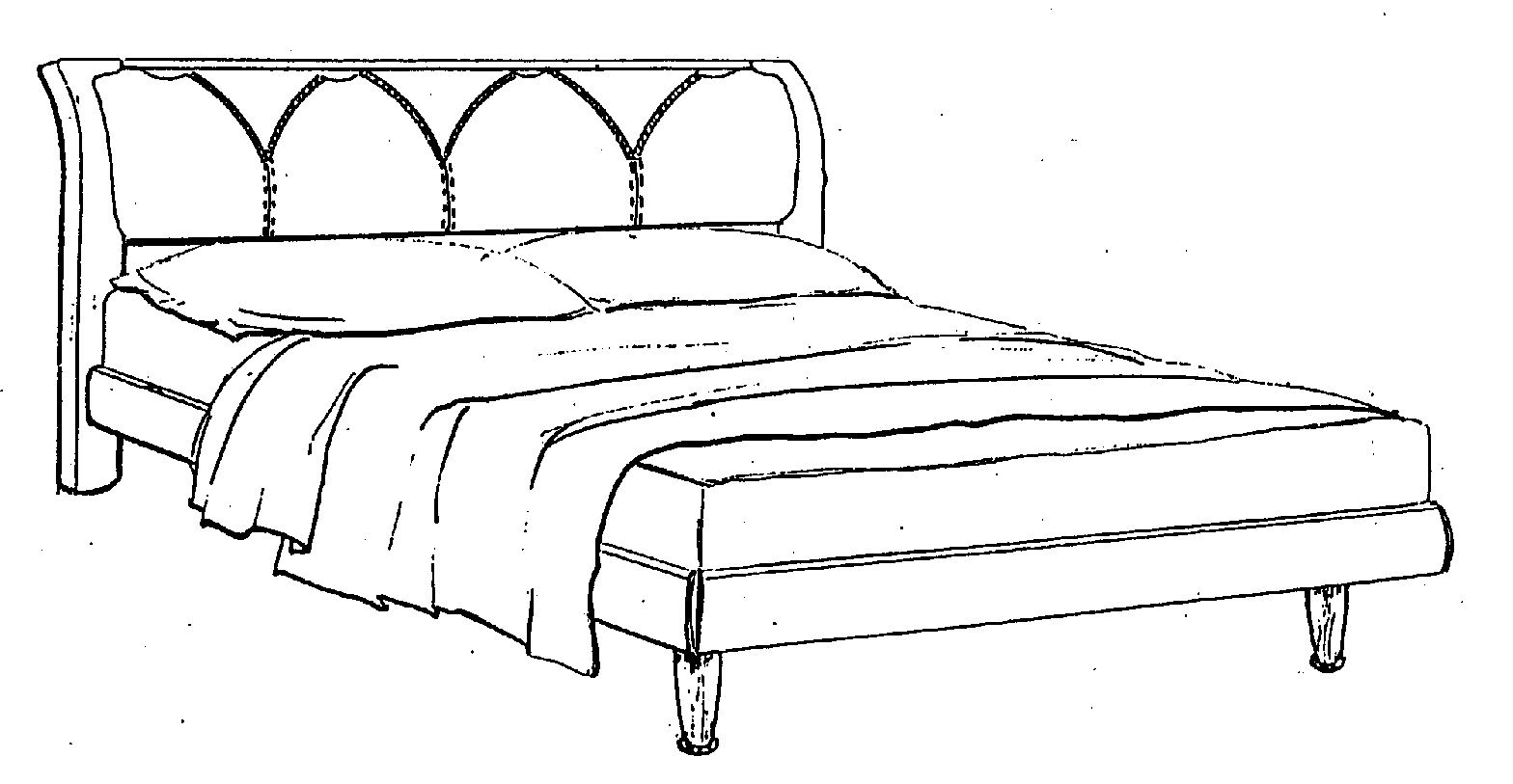 单体床的手绘效果图图片