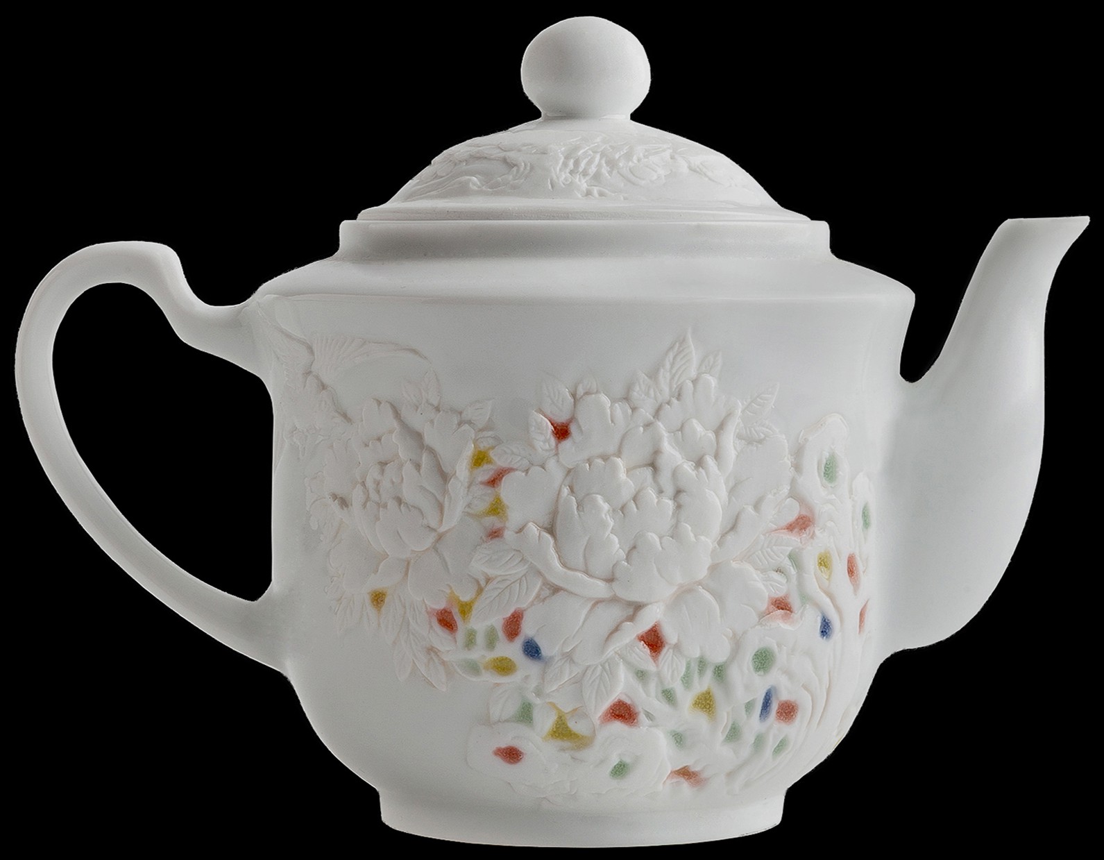 本外观设计产品的名称:陶瓷茶壶(五彩玲珑牡丹壶)2