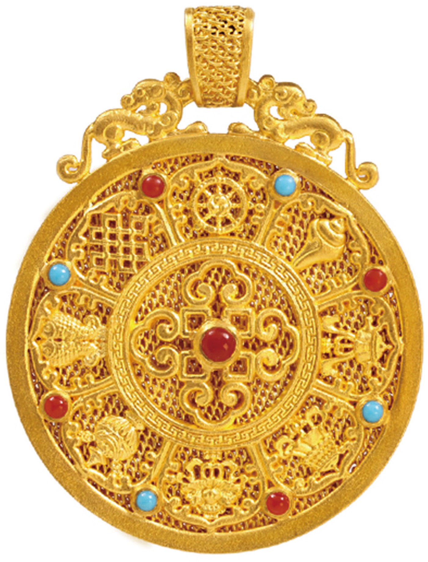 吊坠花丝镶嵌八宝宝符