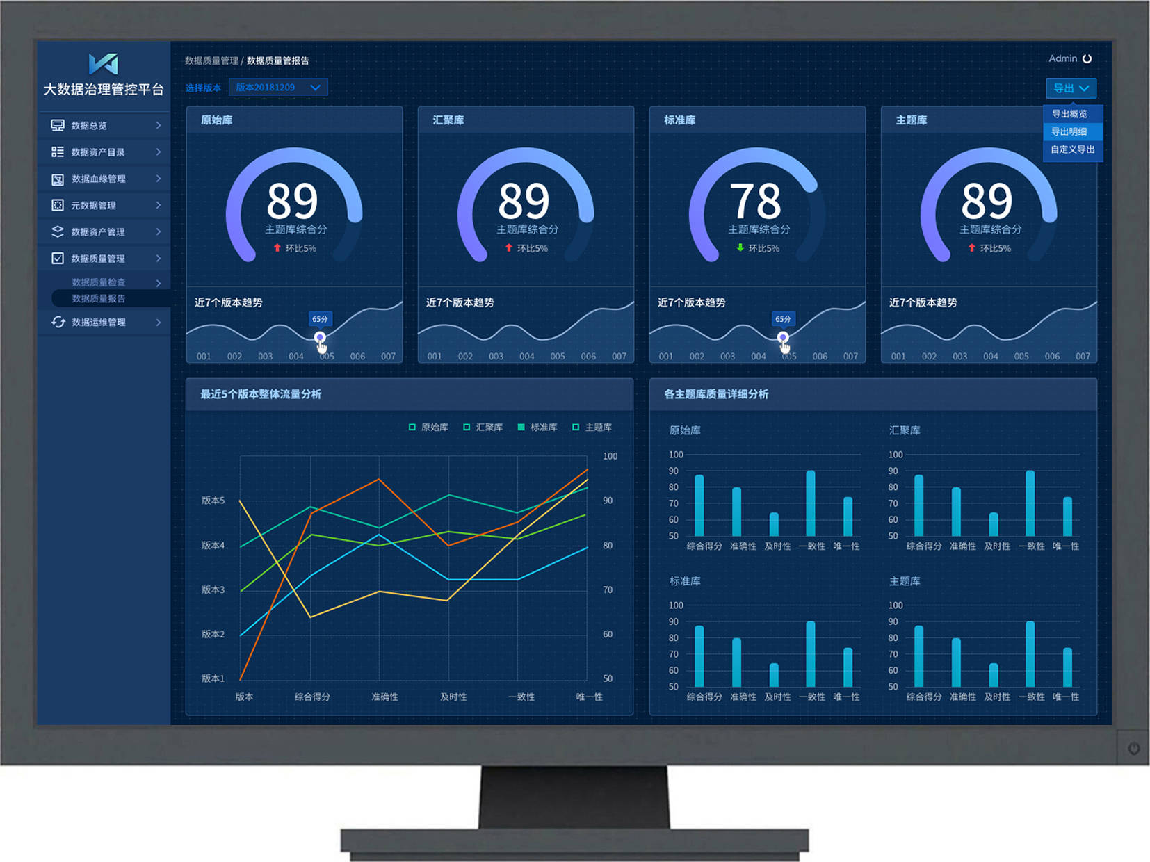 电脑的大数据质量管理系统图形用户界面
