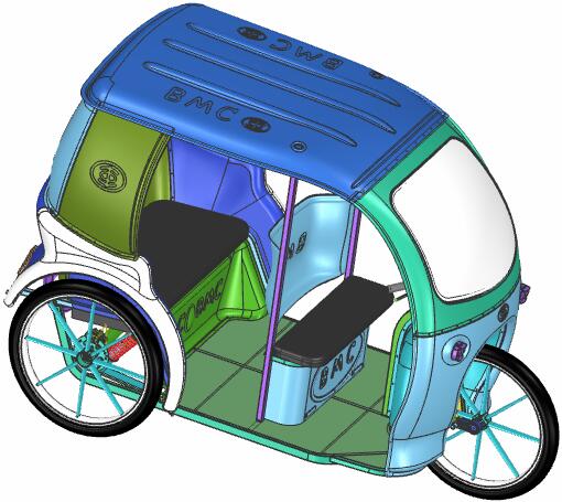 本外观设计产品的名称:三轮车(2).2.本外观设计产品的用途:用于载人.