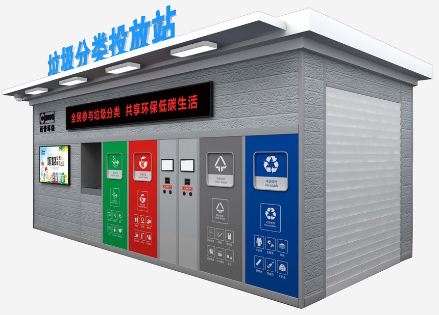 本外观设计产品的名称:垃圾分类投放站(1).2.