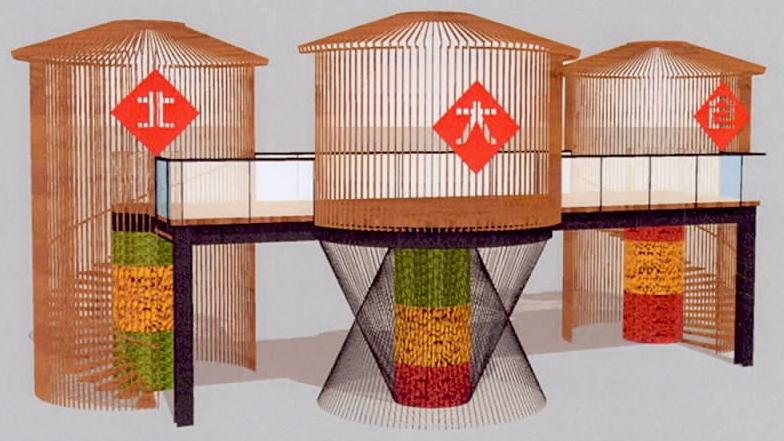 本外观设计产品的名称:景观粮仓.2.本外观设计产品的用途:景观装饰.3.