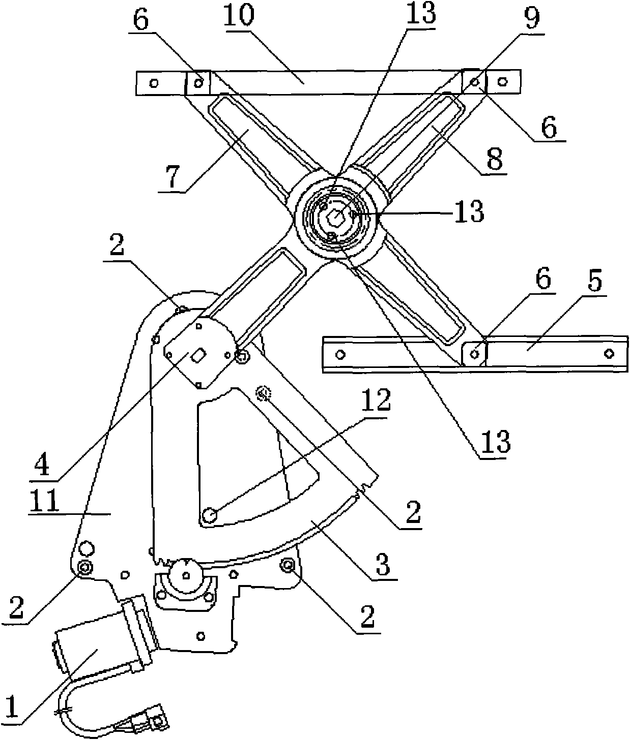 cn201679377u_一种汽车电动叉臂式玻璃升降器失效
