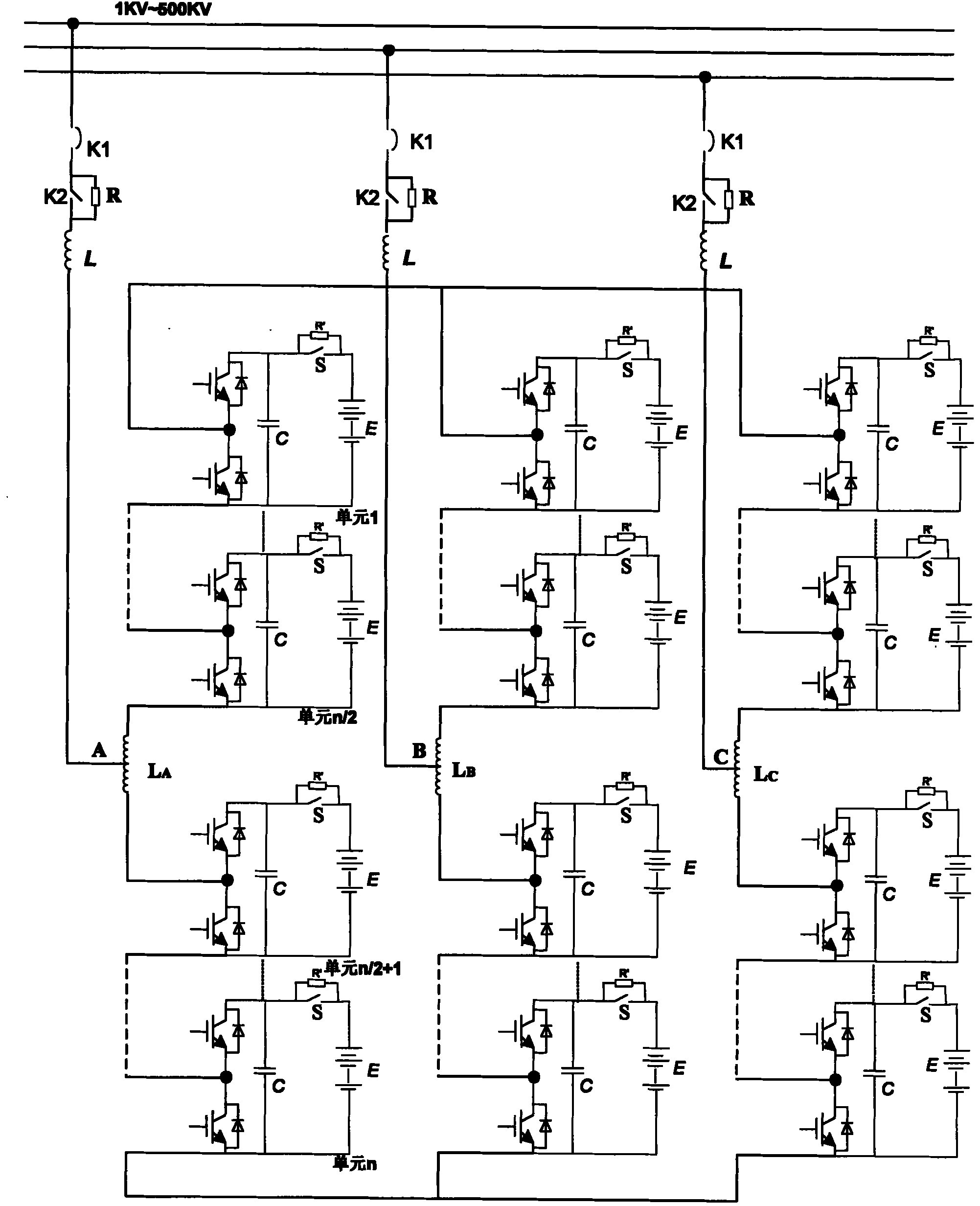 一种基于mmc模块化多电平逆变器的无变压器电池储能拓扑结构