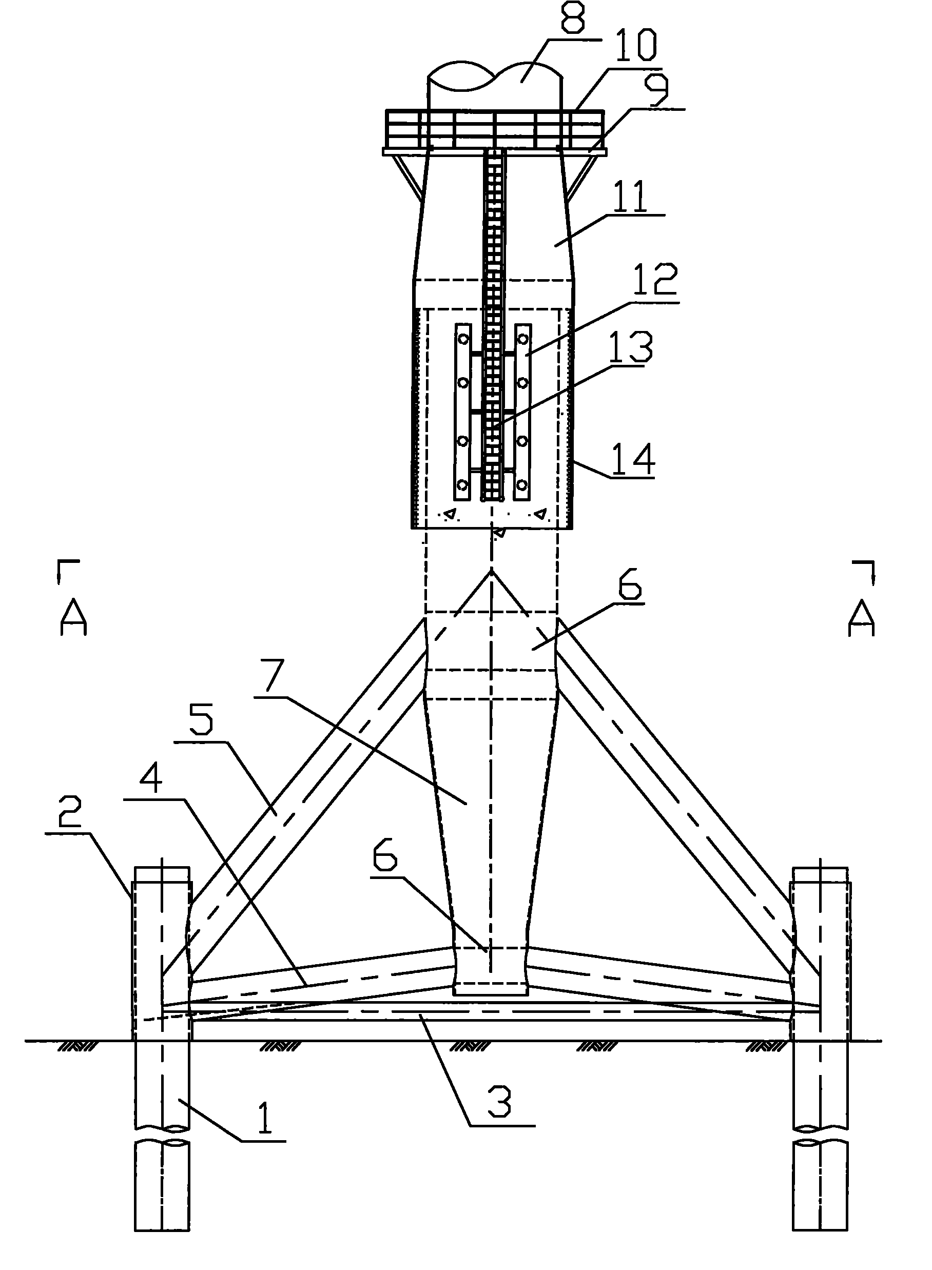 用于海上风电机组多桩基础的二次调平结构