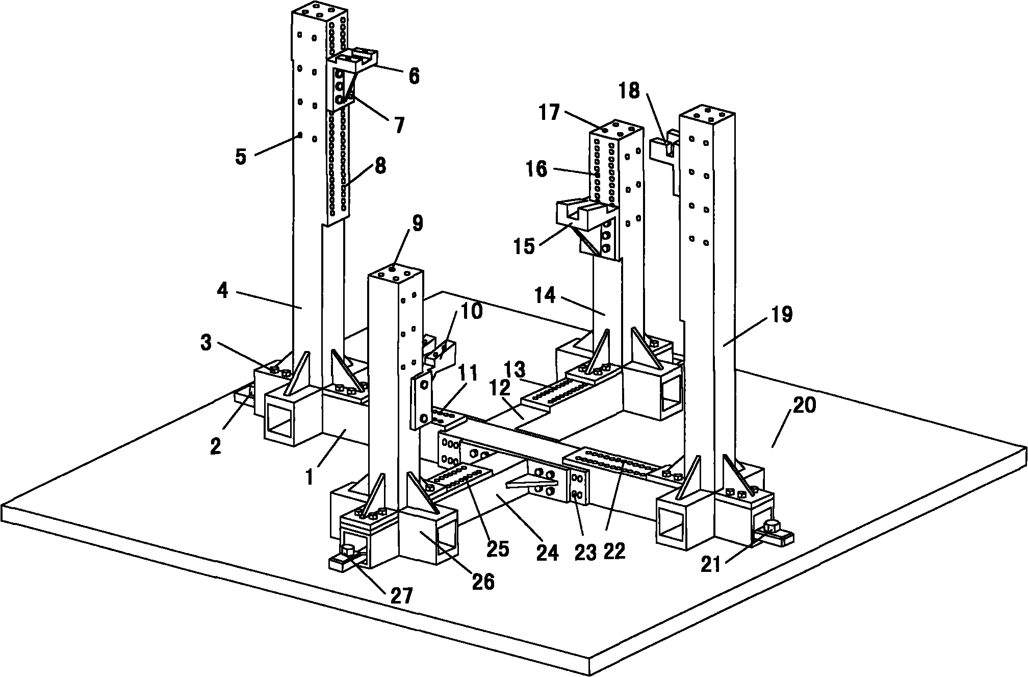 cn201811847u_用于汽车动力总成试验的可调整安装台架失效