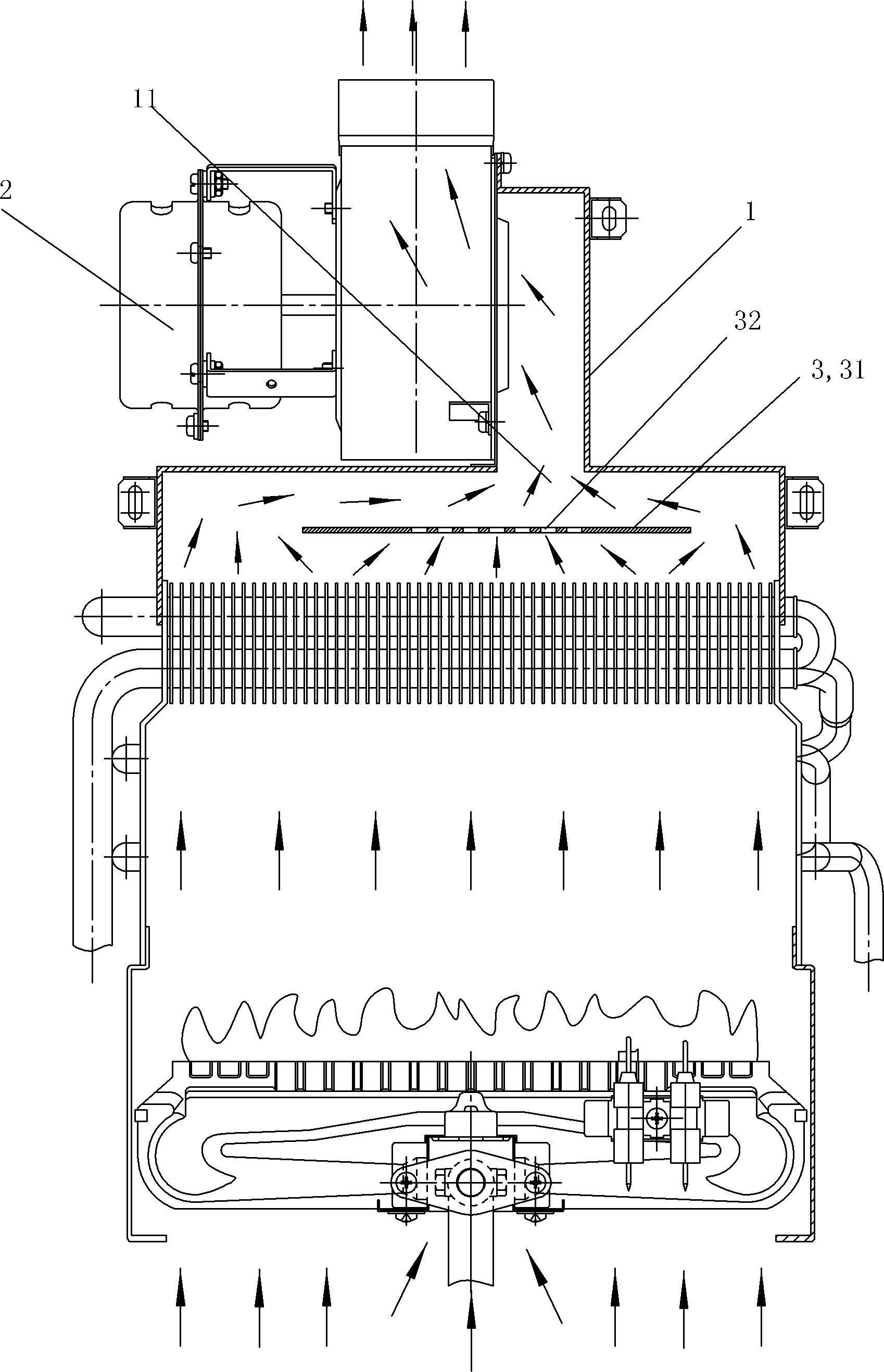 一种用于强抽式燃气热水器的烟罩风机部件