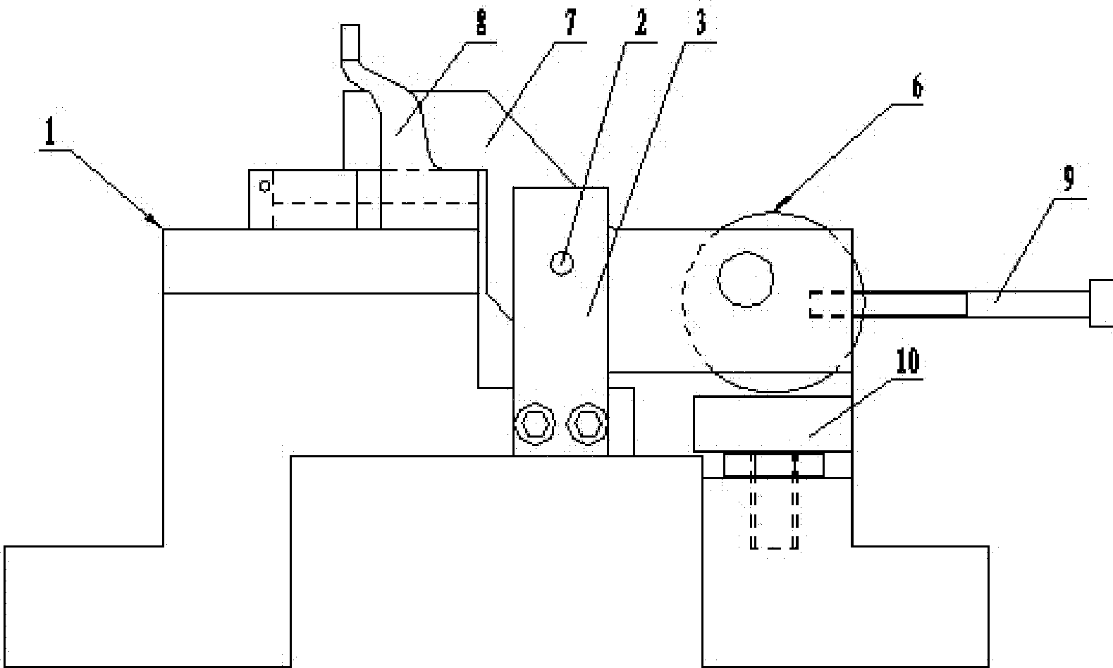 工作臺,工作臺上安裝一定位板,該定位板上插裝一組水平設置的定位螺絲