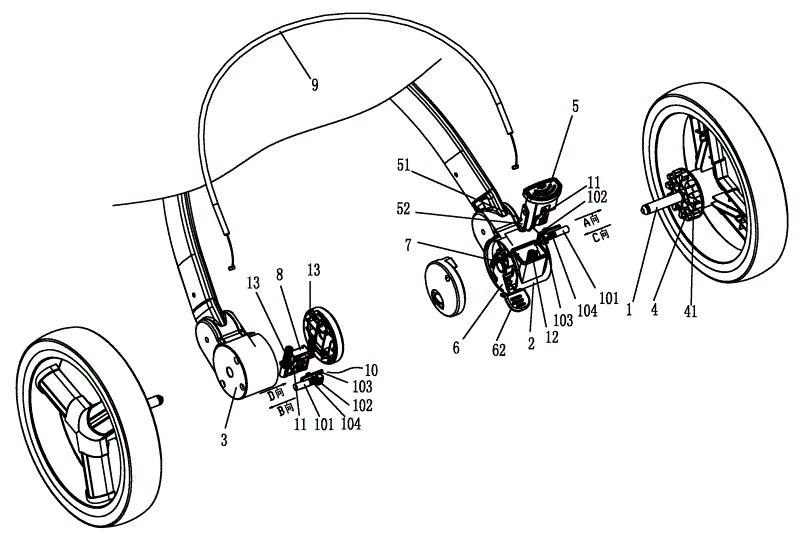婴儿推车的刹车机构