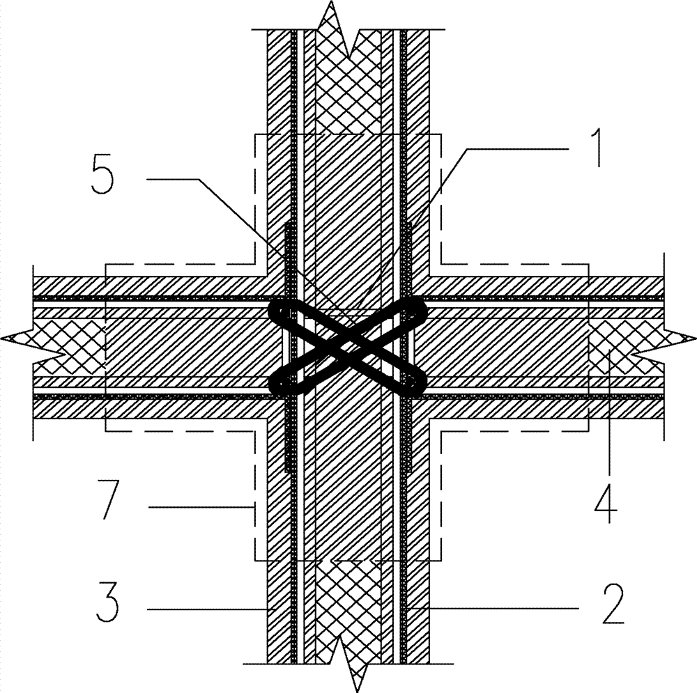 带暗柱十字型钢板网复合砂浆轻质空心墙结构