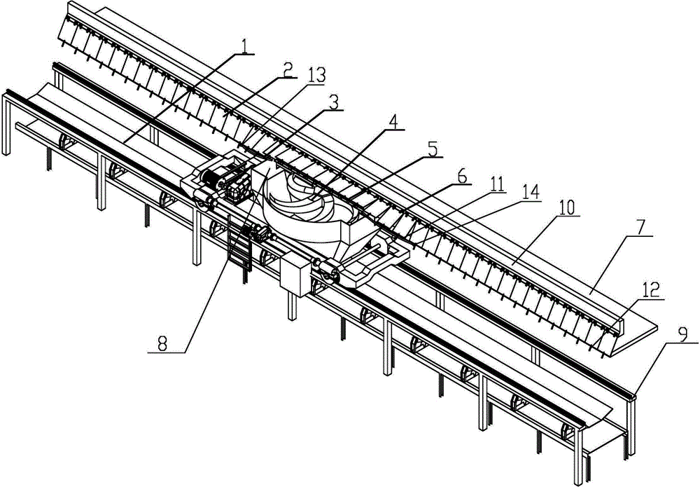 本实用新型涉及一种缝隙煤槽自闭挡尘装置,包括带有滚轮的叶轮给煤机