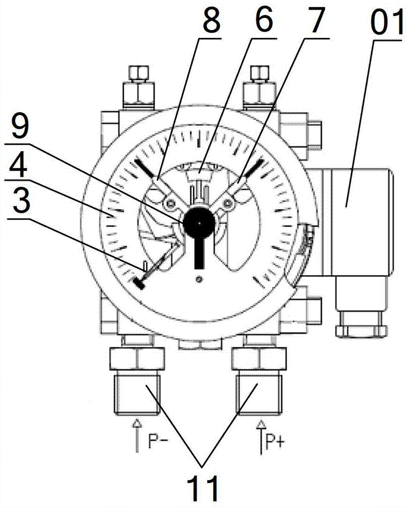 一种感应式电接点双膜片高静压差压表