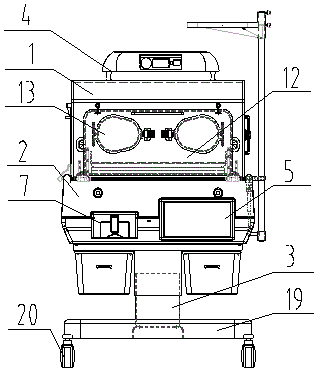 远近程监控具有抽拉式风道板和内置蓝光灯的婴儿培养箱