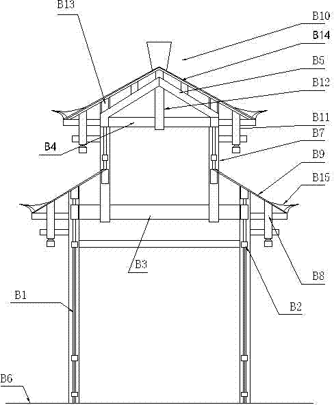 一种画舫船用的船顶结构