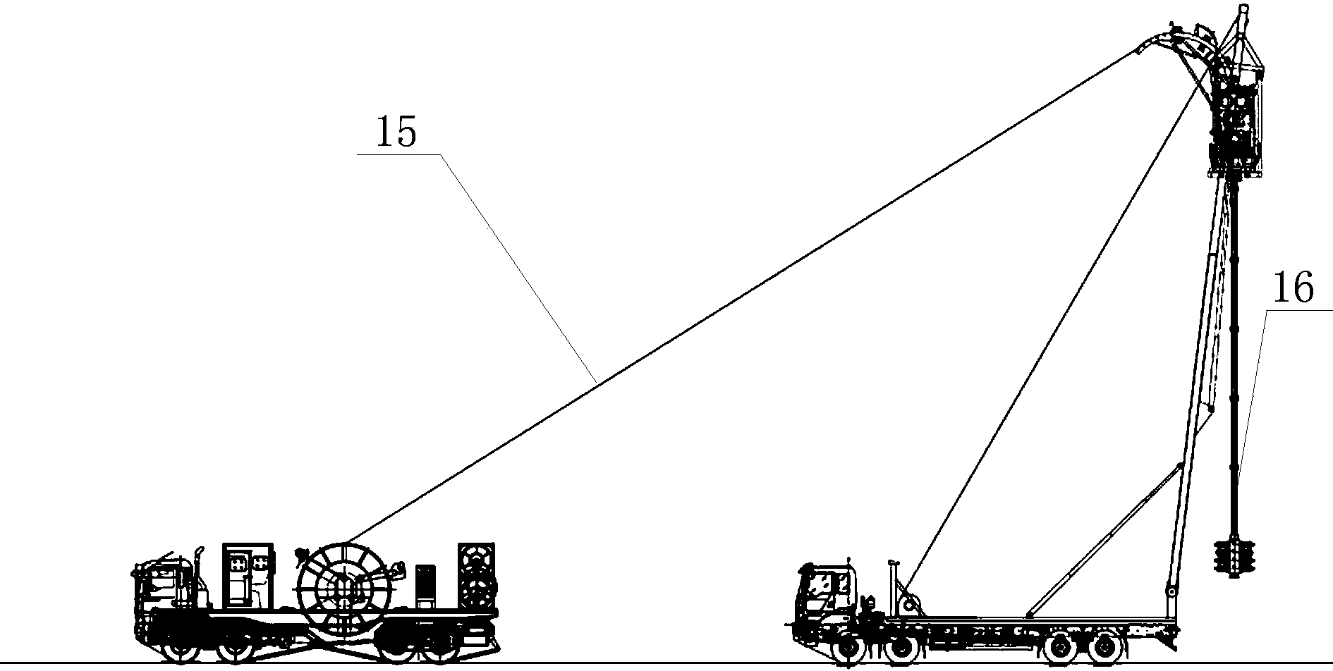 双车井架式连续油管作业车