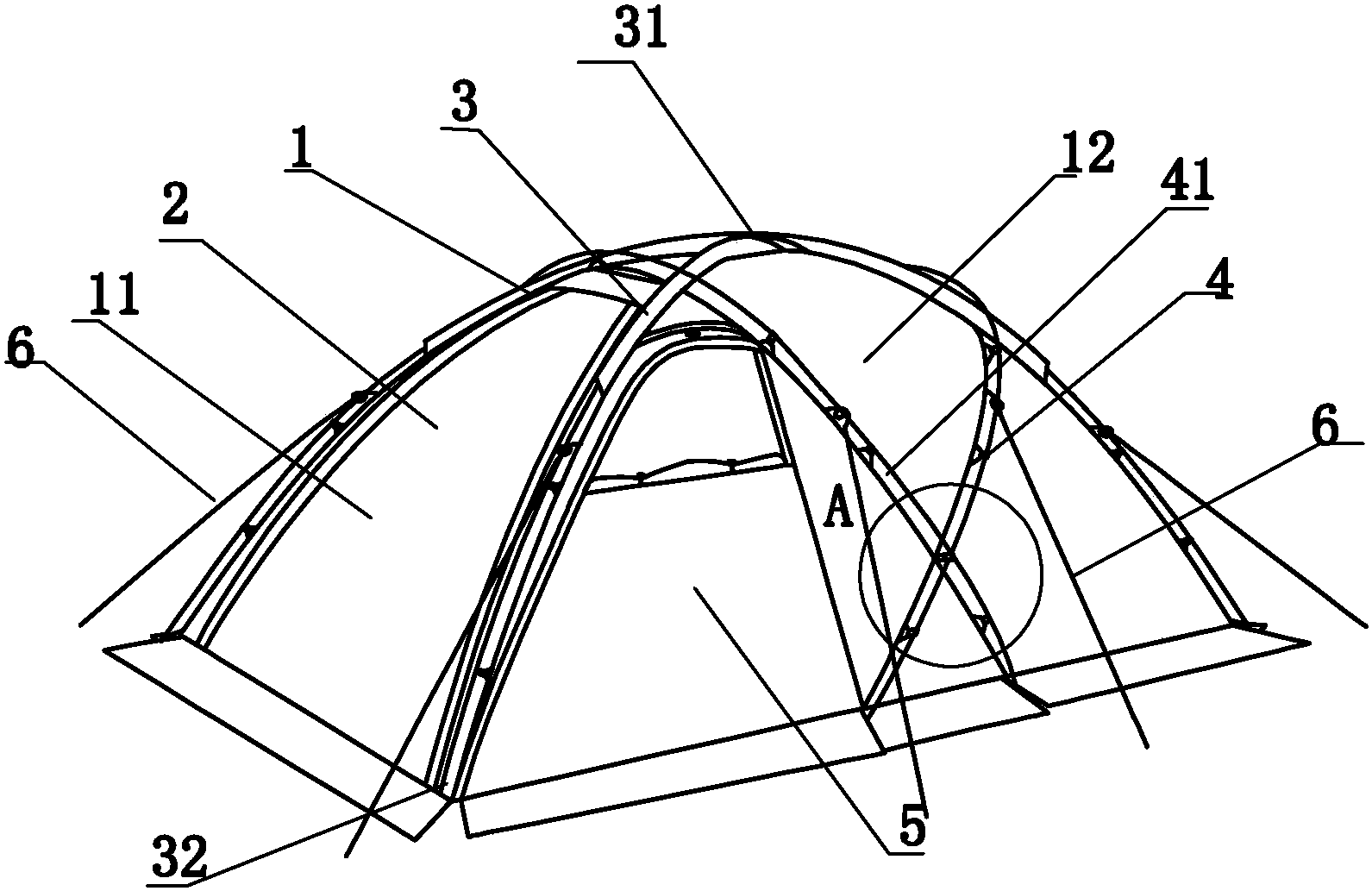 帐篷骨架结构图图片