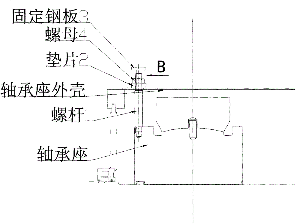 一種用於調整汽輪機低壓缸缸座軸承球面自位的螺栓裝置