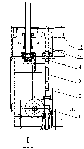 一种数显型摇臂钻床的主轴进给机构,由水平轴及蜗杆轴组成,在芯轴的