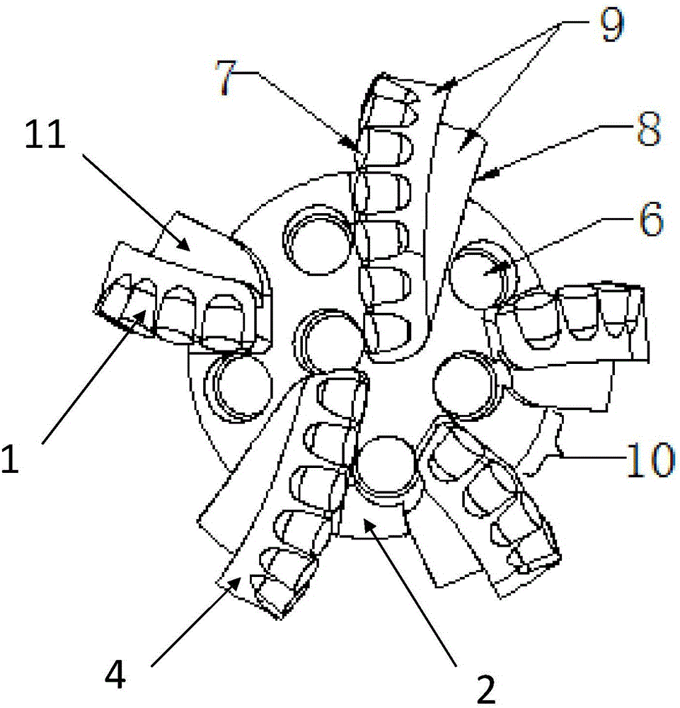 cn205895145u_一種階梯式防泥包pdc鑽頭有效