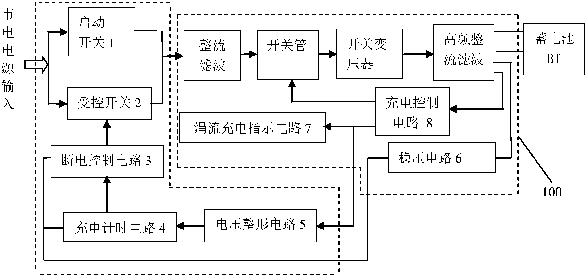 蓄电池充满自停电路图图片