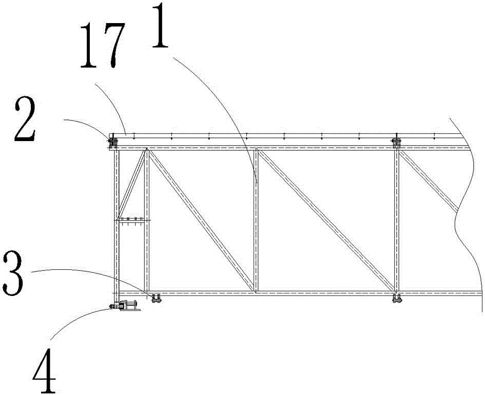 尤其涉及一种折叠桁架式全自动伸缩雨棚的单元网架组件,属于钢结构