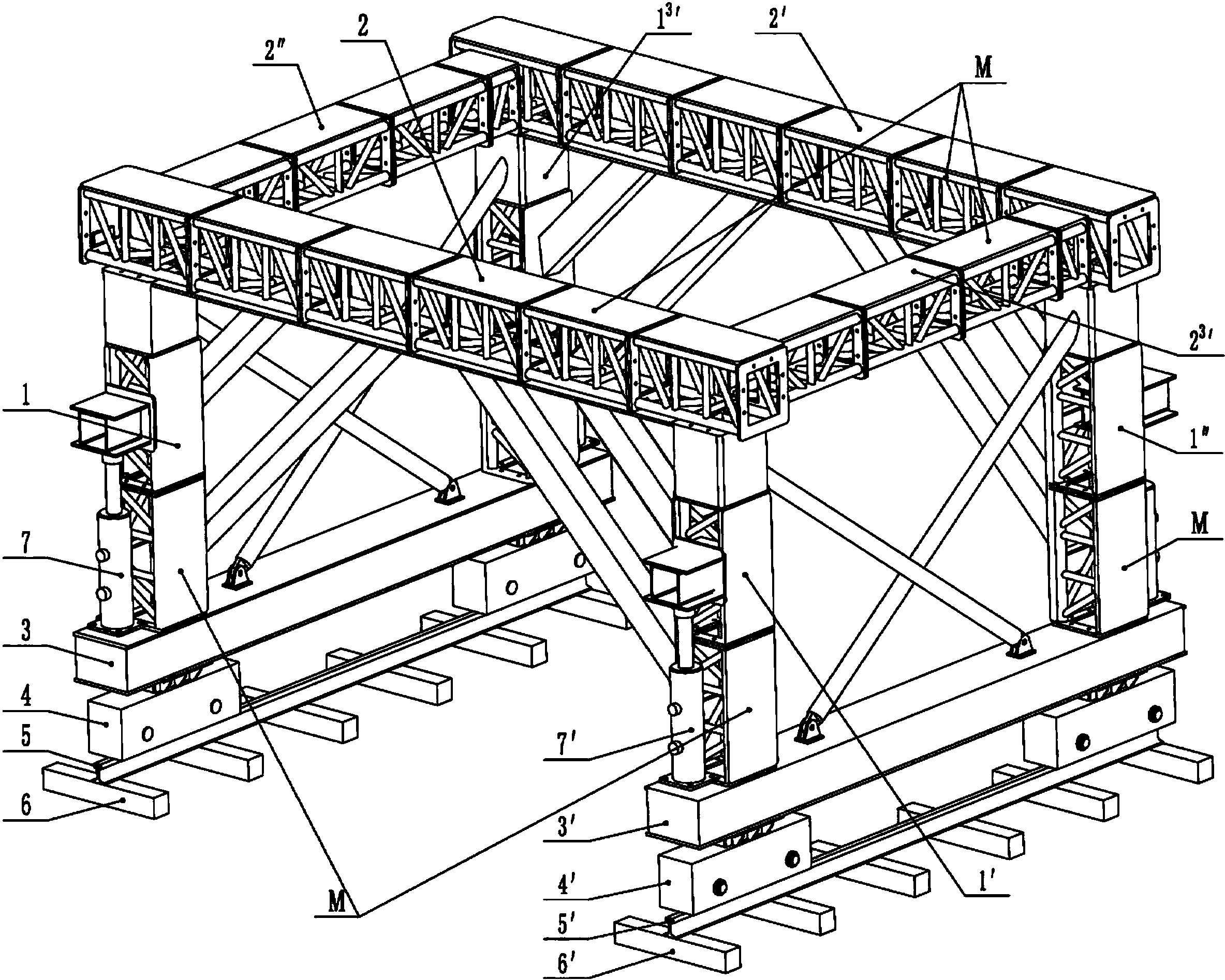 台车,属于隧道台车领域,包括有门架机构,支撑机构,行走机构,底部纵梁