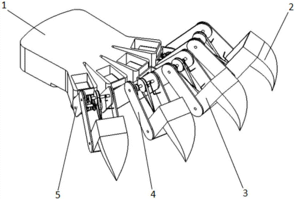 本实用新型公开了一种仿猫爪伸缩特性的机械足,包括脚掌和脚趾,其特征