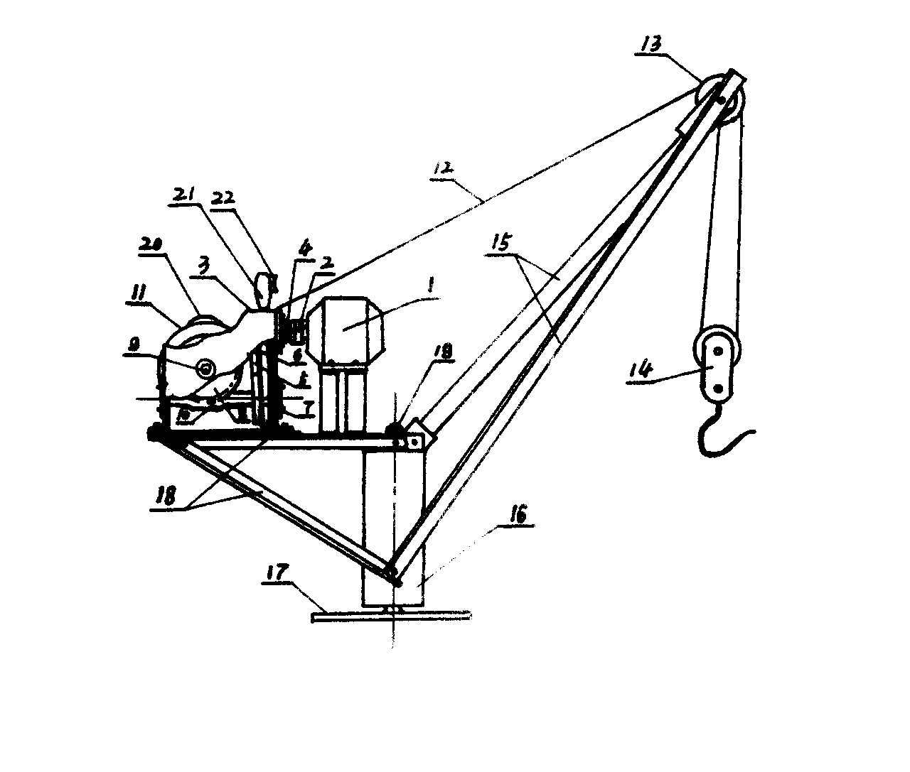 蜗轮减速变向微型吊车