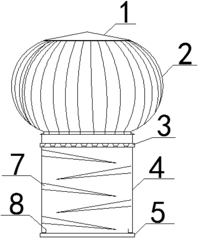cn206604337u_一种无动力风帽除尘装置失效
