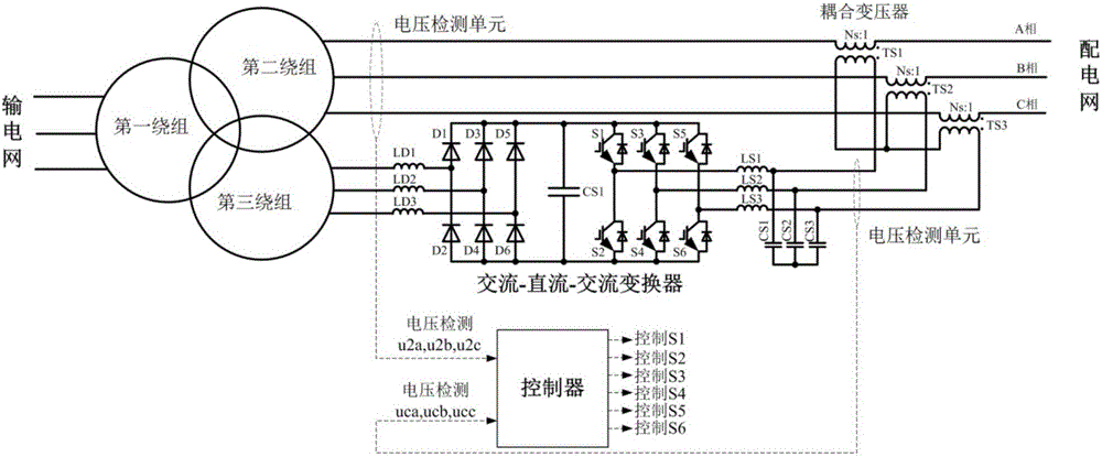 三绕组柔性有载调压变压器及低压配电网系统