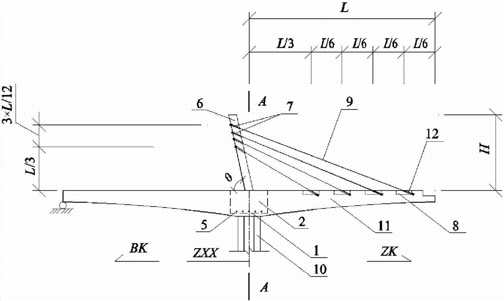 一种t型刚构桥背塔斜拉加固结构