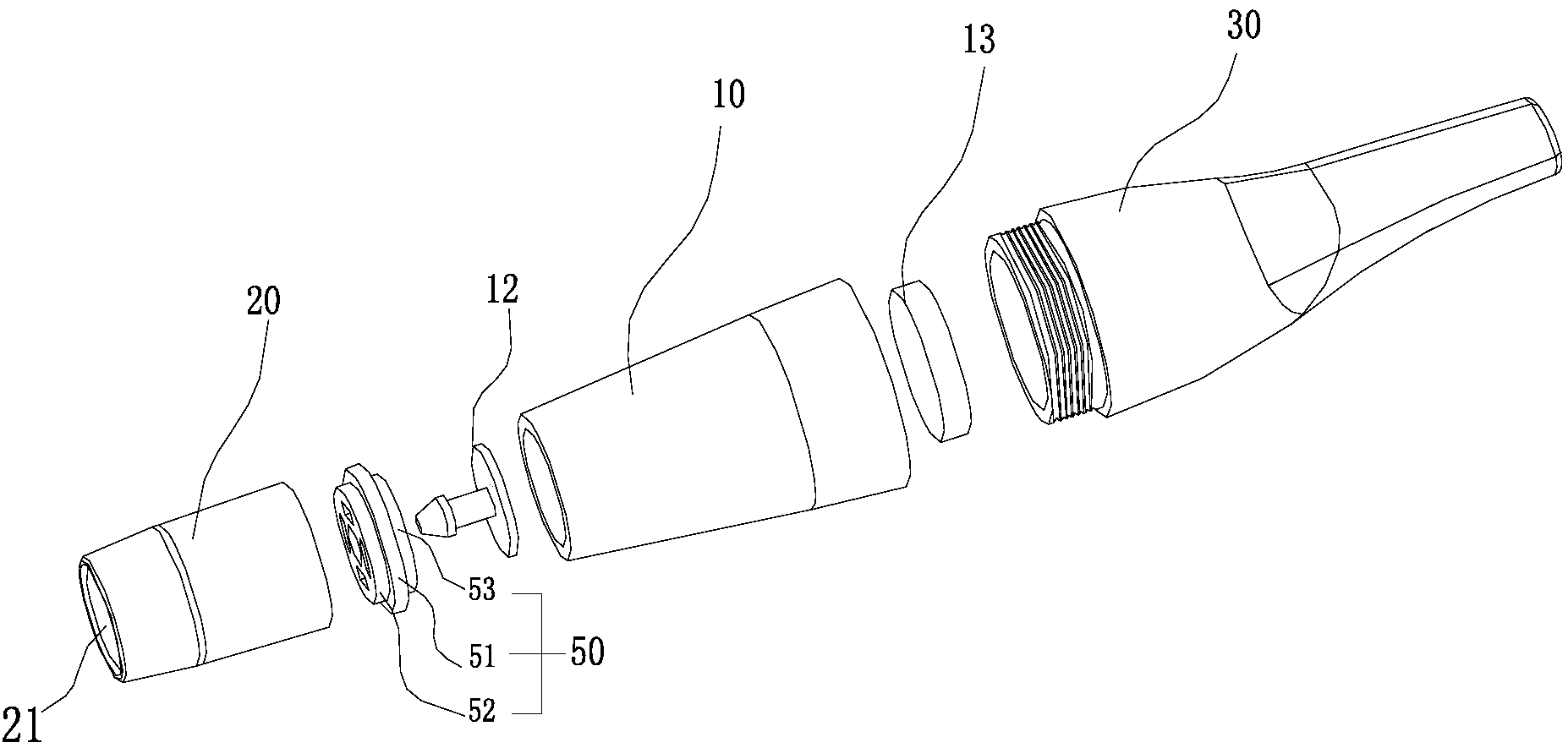 本实用新型公开了一种香烟过滤嘴,其包括主壳体,烟嘴头,吸嘴;所述主