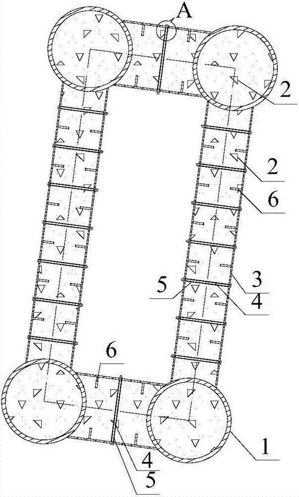 一种钢管混凝土拱桥缀板内填混凝土防崩构造