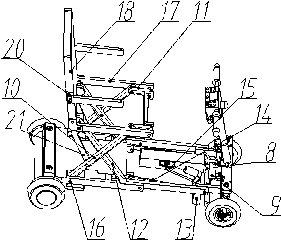 cn206856874u_一种应用于全自动折叠代步车的多连杆折叠机构有效