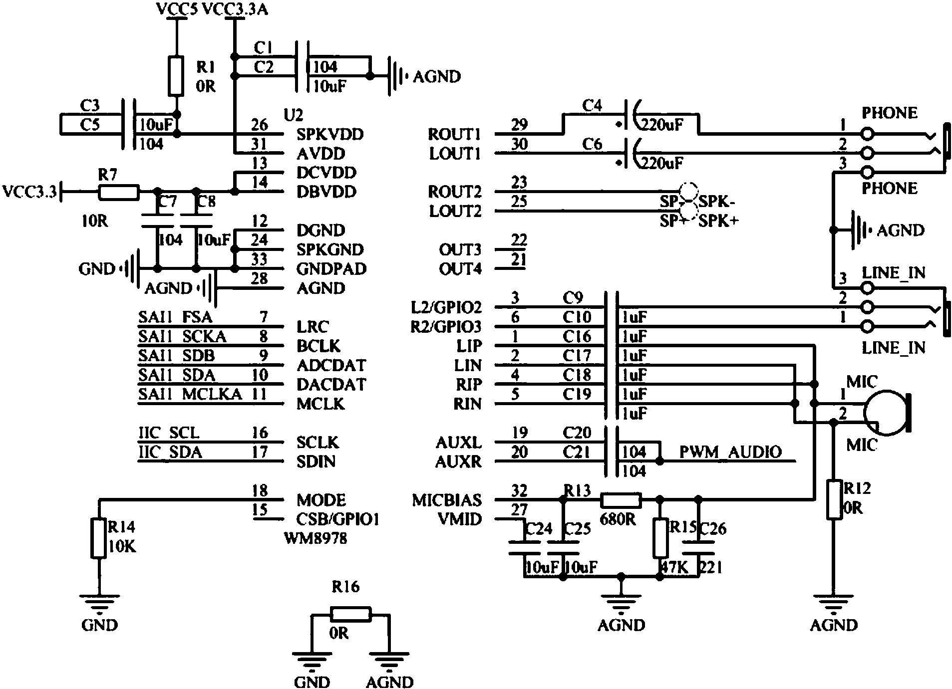 一种i2s音频编解码器电路