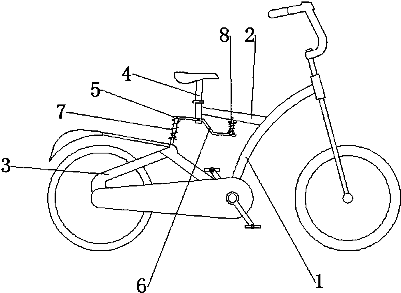 cn206968846u_一种双避震自行车车架有效