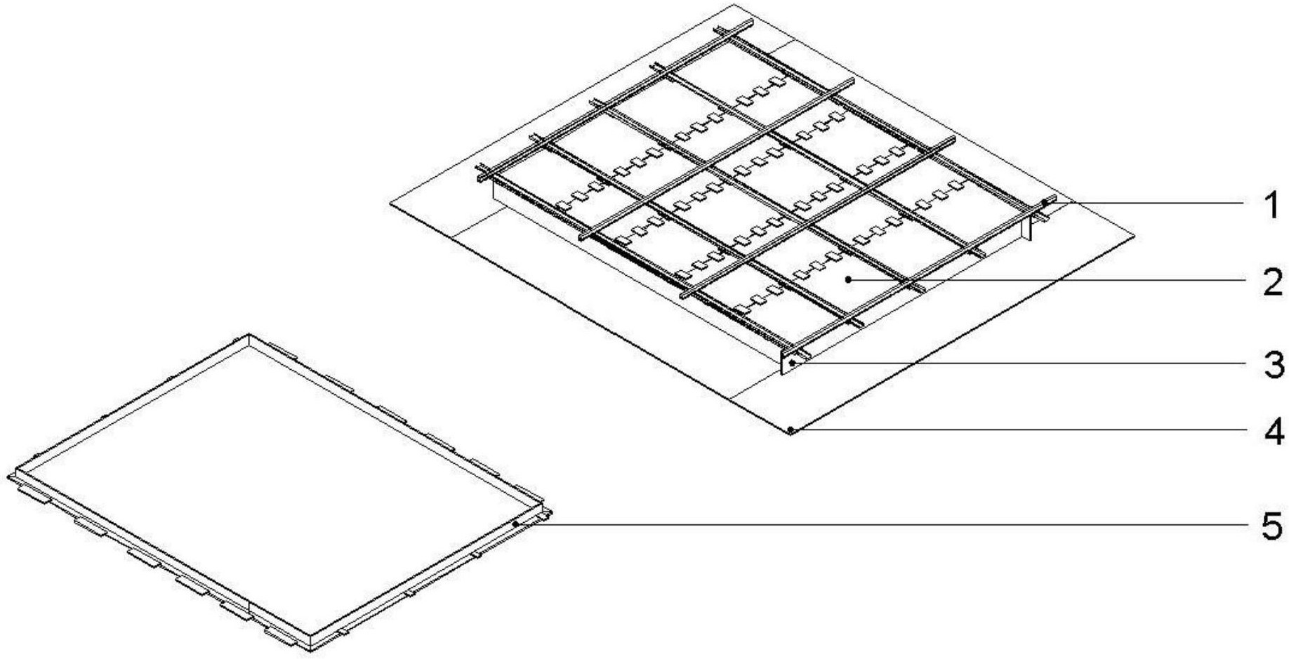 本申请中所述的一种np板集成吊顶,包括龙骨结构层(1)以及安装在龙骨
